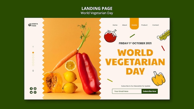 Free PSD world vegetarian day landing page template