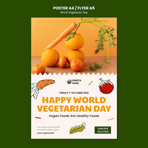 World vegetarian day print template