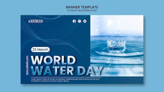 World water day banner template with photo