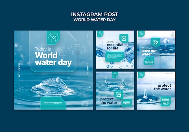 Free PSD world water day celebration  instagram posts