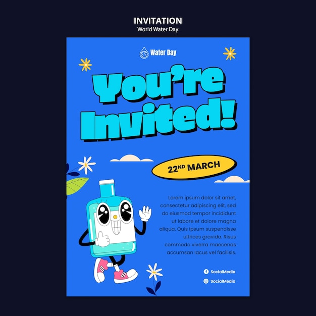 World water day celebration invitation template