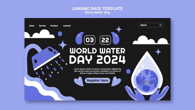 Free PSD world water day celebration landing page