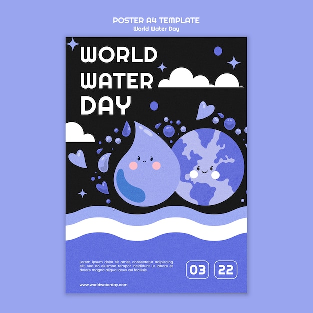 Free PSD world water day celebration poster template