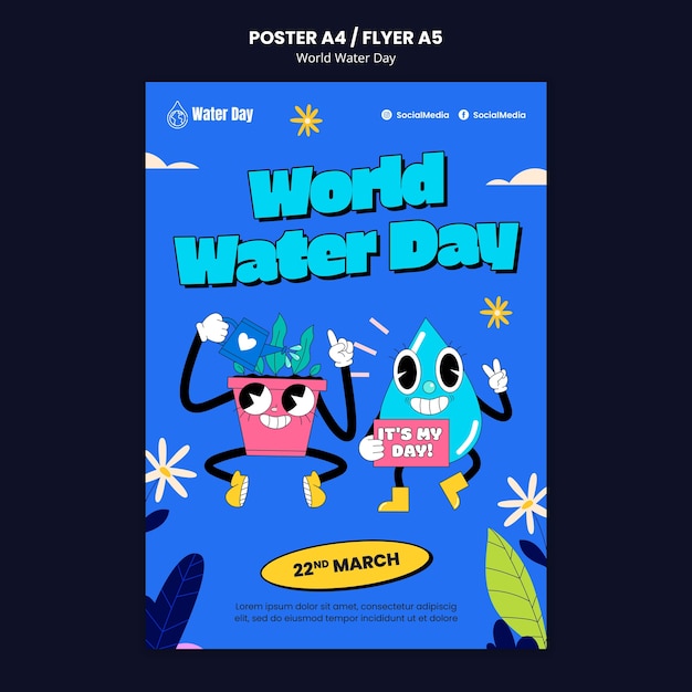 Free PSD world water day celebration poster template