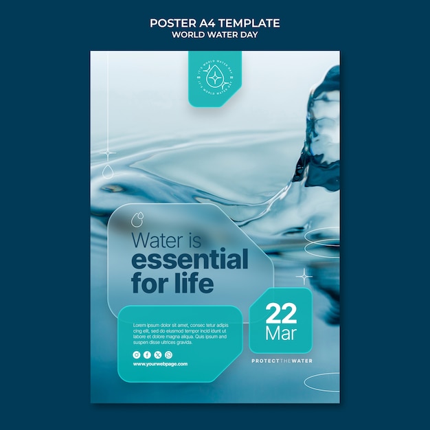 Free PSD world water day celebration poster template