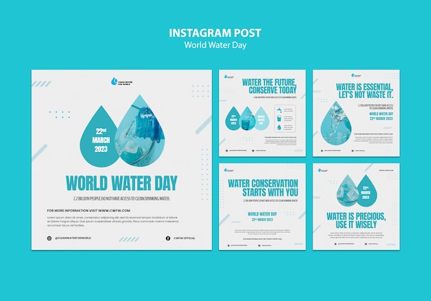 Free PSD world water day instagram posts