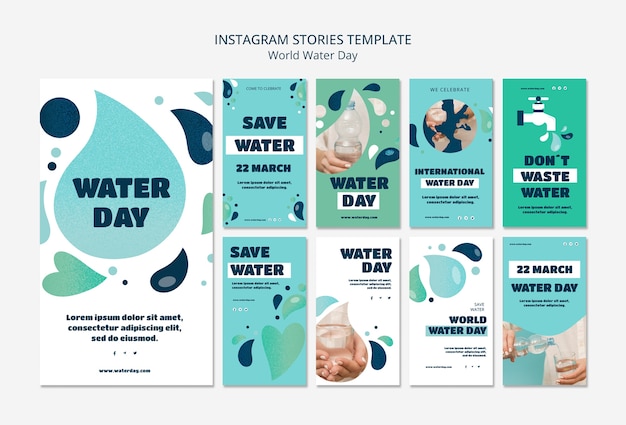 Free PSD world water day  instagram stories