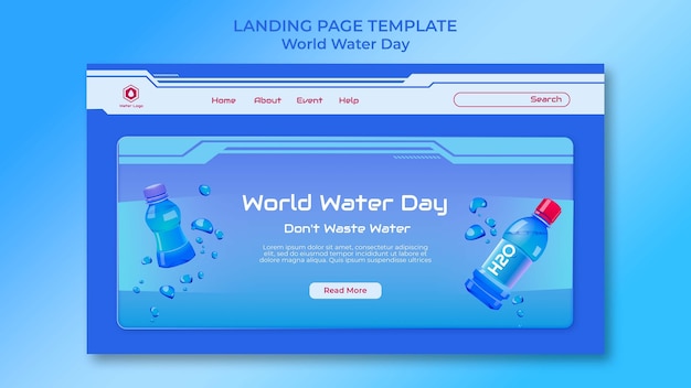 Free PSD world water day landing page template