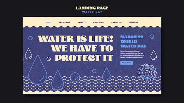 World water day landing page template