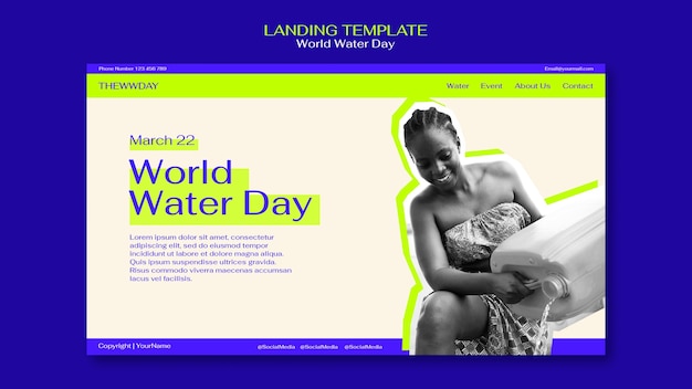 Free PSD world water day landing page template