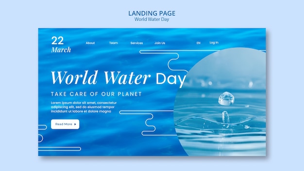 Free PSD world water day landing page template