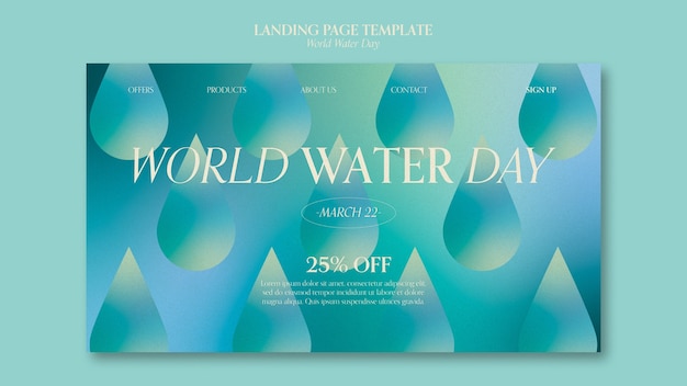 Free PSD world water day landing page template