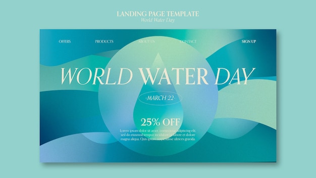 Free PSD world water day landing page template