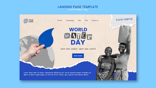 Free PSD world water day landing page template