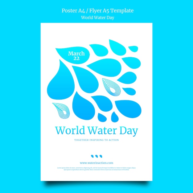 Free PSD world water day poster or flyer template