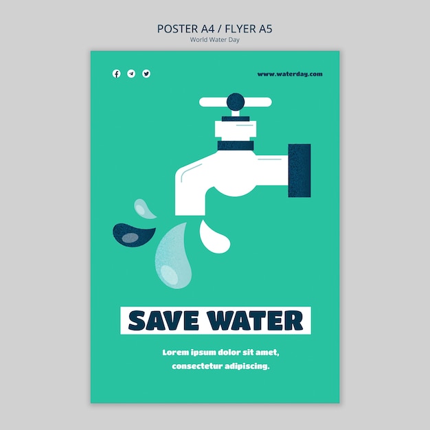 Free PSD world water day  poster template