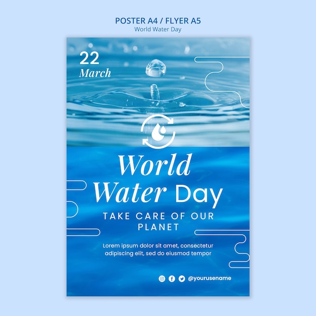 Free PSD world water day poster template