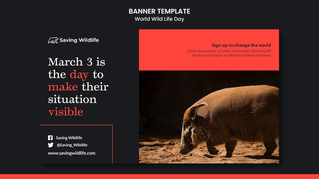 Free PSD world wild life day banner