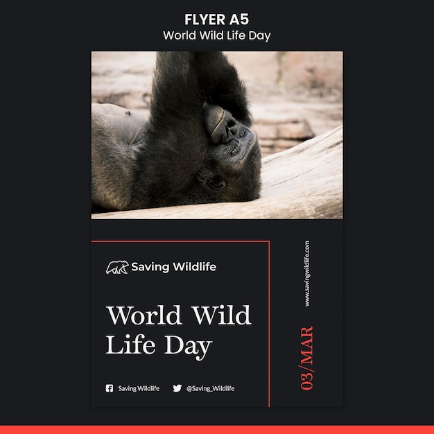 Free PSD world wild life day flyer