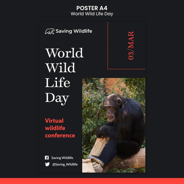 Free PSD world wild life day poster