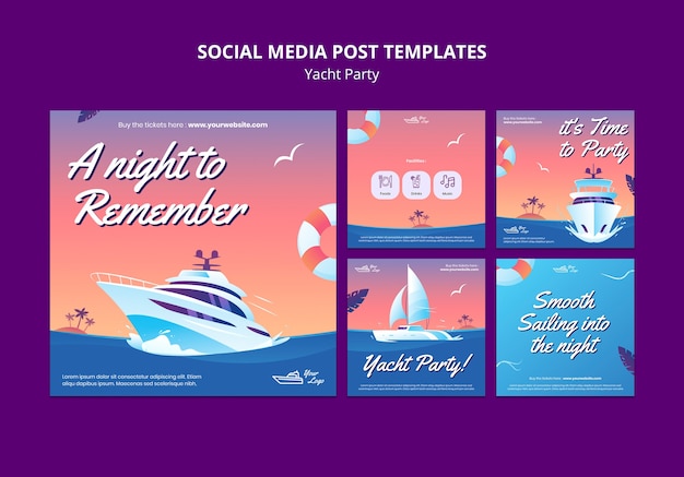 Free PSD yacht party instagram posts