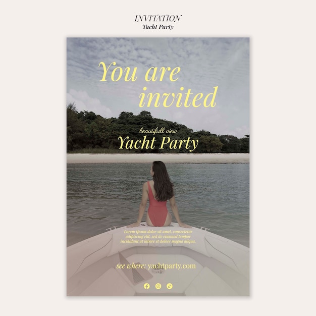 Free PSD yacht party invitation template