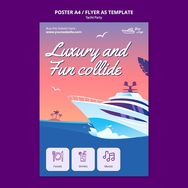 Free PSD yacht party poster template