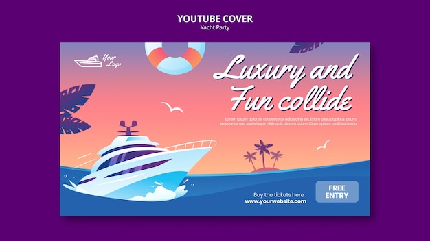 Free PSD yacht party youtube cover template