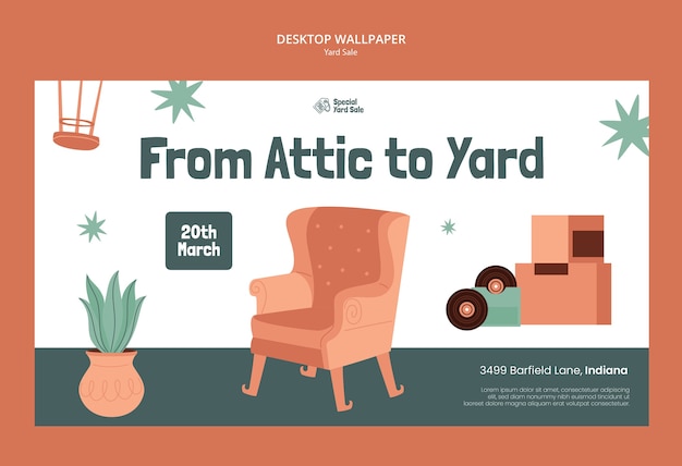 Free PSD yard sale desktop wallpaper  template