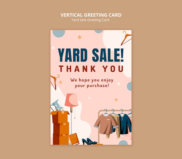 Free PSD yard sale greeting card template