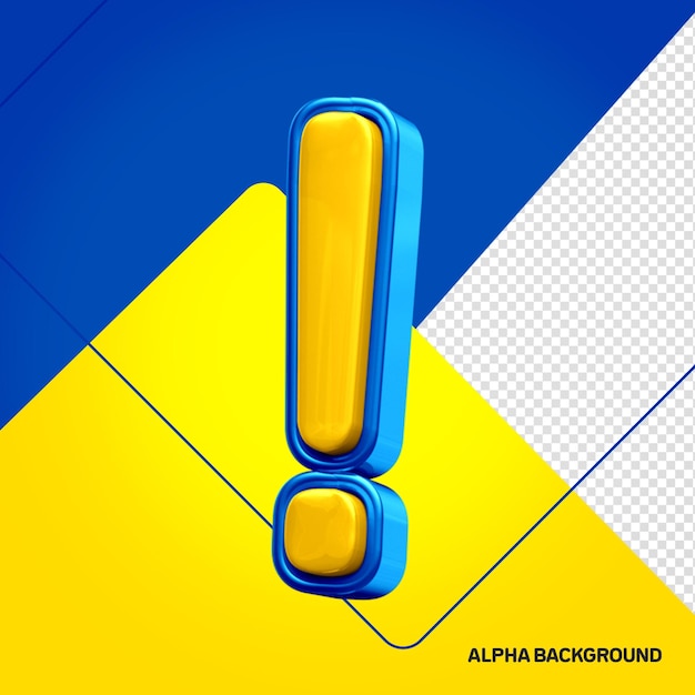 Free PSD yellow alphabet with blue 3d exclamation sign