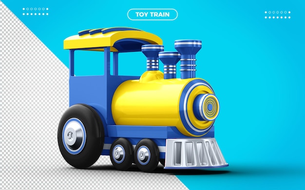 Yellow and blue toy train for makeup