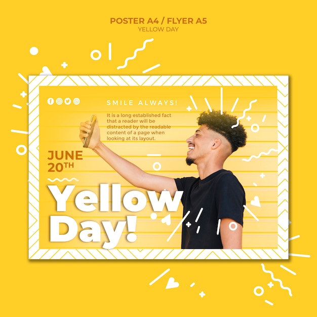 Free PSD yellow day horizontal flyer template