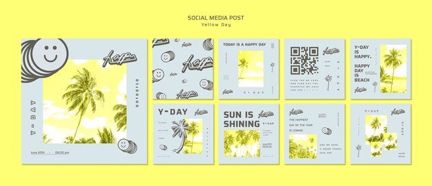 Free PSD yellow day social media post