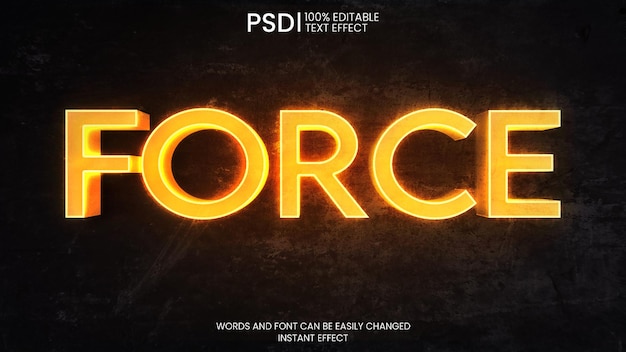 Yellow glowing 3d text effect