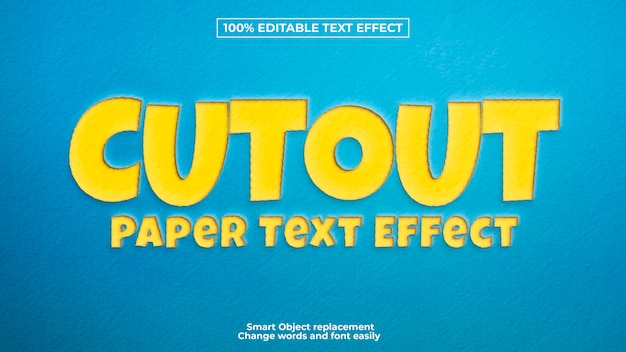 Free PSD yellow papercut text effect