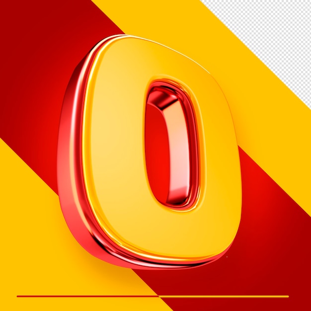 Free PSD a yellow and red letter o with a red background.