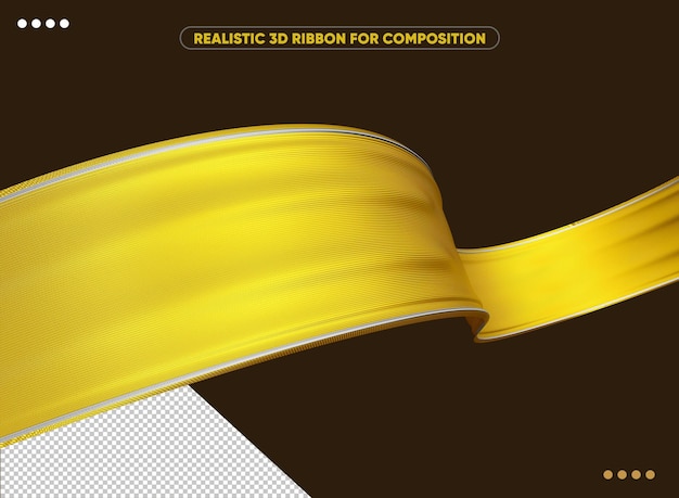 Free PSD yellow textured 3d ribbon for makeup