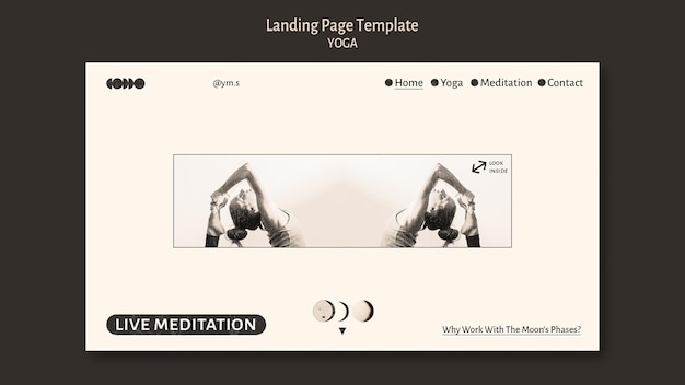 Free PSD yoga colorless design landing page template