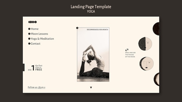 Free PSD yoga colorless design landing page