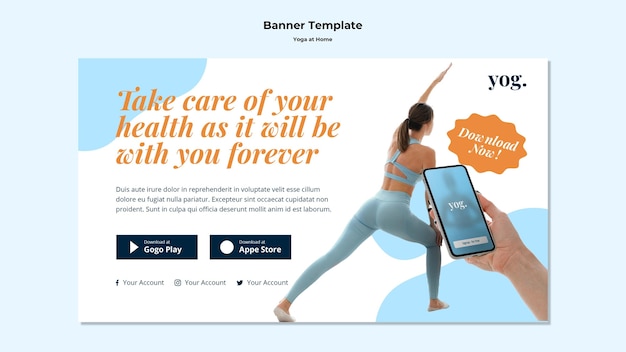 Free PSD yoga at home banner template