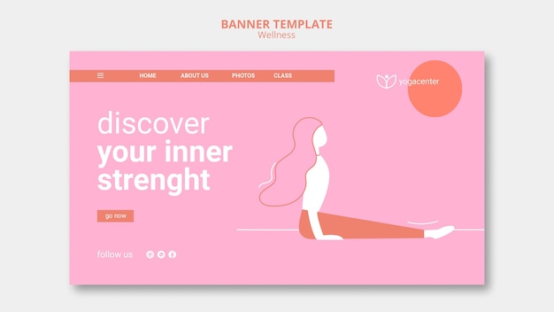 Yoga landing page template with person stretching