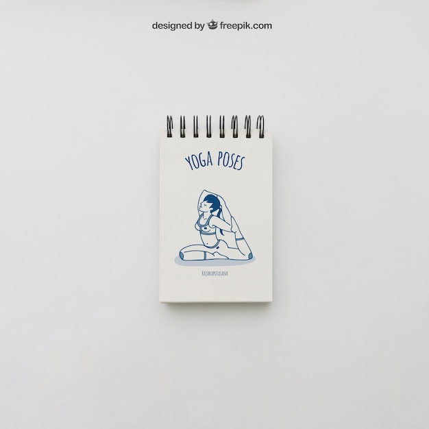 Free PSD yoga pose drawing on notepad