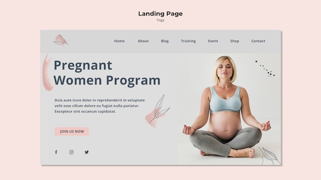 Yoga for pregnant women landing page