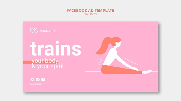 Free PSD yoga social media promo template with person stretching