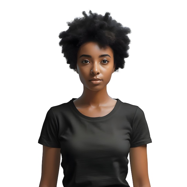 Free PSD young african american woman with black hair isolated on white background