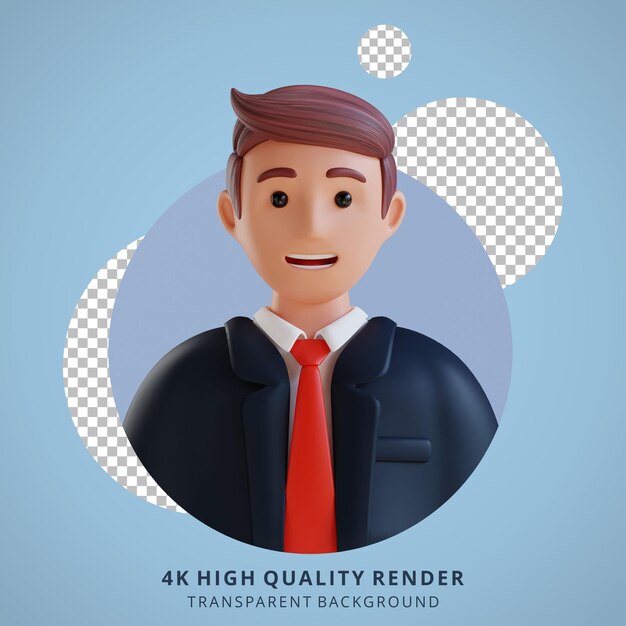 Young businessman 3D cartoon avatar portrait