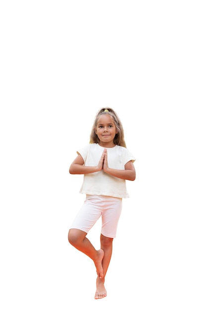 Free PSD young girl doing yoga and meditation