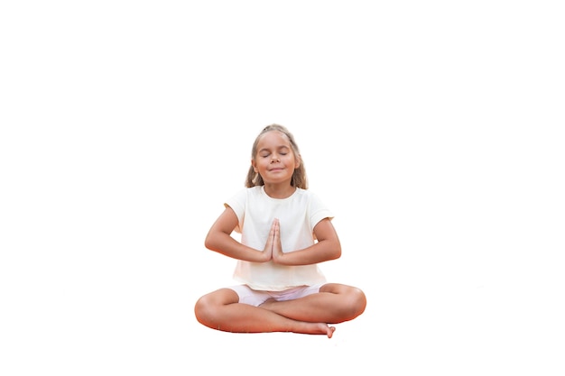 Free PSD young girl doing yoga and meditation