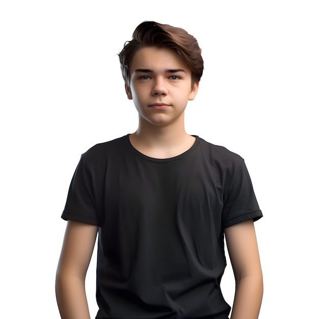 Free PSD young man in black t shirt isolated on white background